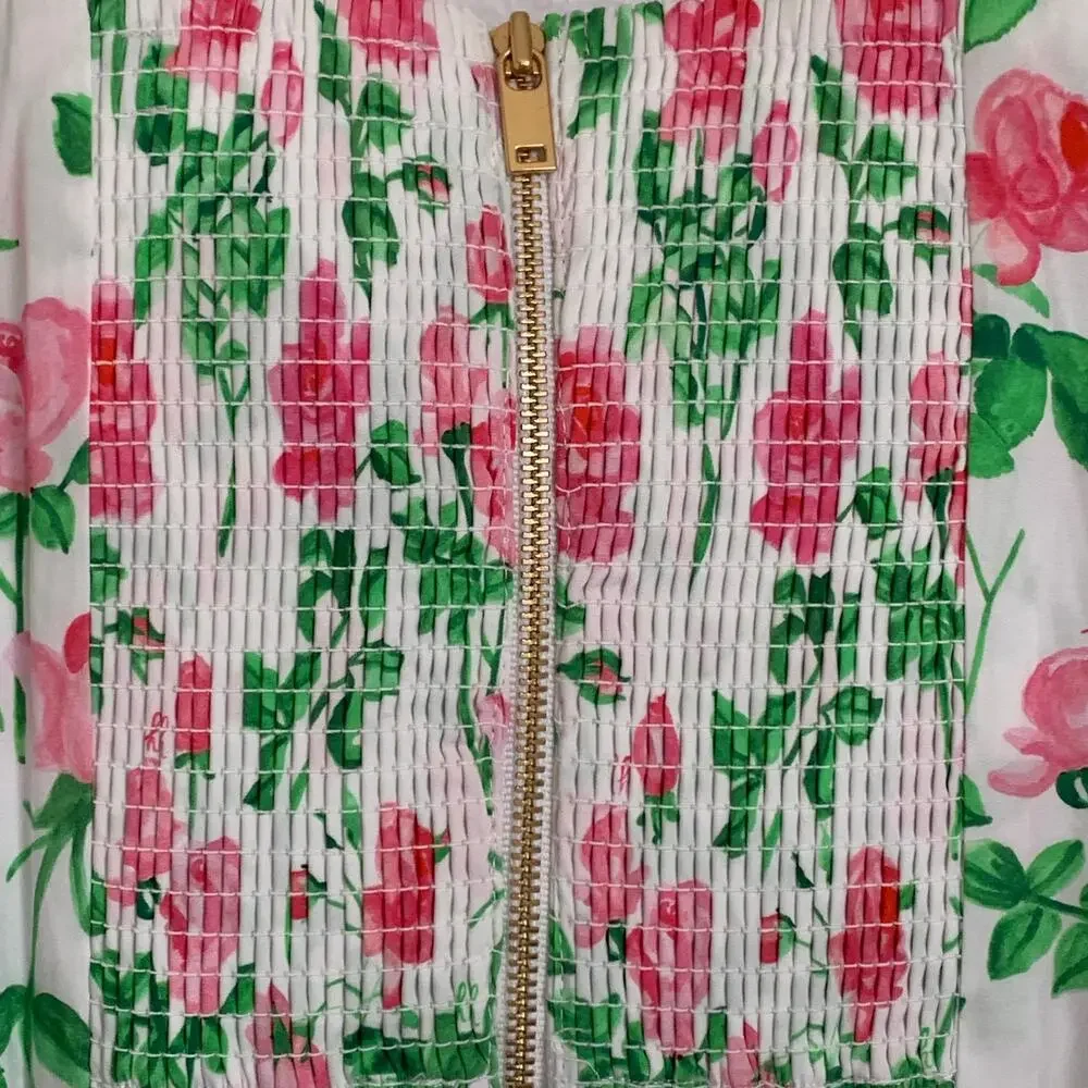 NWT Hill House Home‎ Puff Sleeve Floral Bow Crop Top in White/Pink